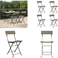 vidaXL Bistrostoelen 4 st inklapbaar poly rattan en staal grijs - Inklapbare Bistrostoel - Inklapbare Bistrostoelen - Bistrostoel - Tuinmeubel