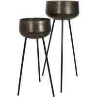 HD Living Bloempot Black 46 x 46 x 89 cm (2-Delig)