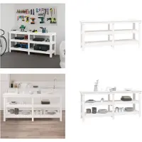 vidaXL Werkbank 181x50x80 cm massief grenenhout wit - Werkbank - Werkbanken - Houten Werkbank - Houten Werkbanken