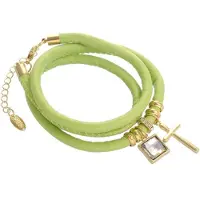 Behave - armband met lichtgroen pu leer en kruisje - zomertrend