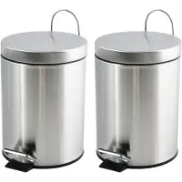 Spirella MSV kleine pedaalemmer - 2x - rvs - zilver - 3L - 16 x 25 cm - Badkamer/toilet - Pedaalemmers