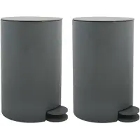 Spirella MSV kleine pedaalemmer - 2x - kunststof - donkergrijs - 3L - 15 x 27 cm - Badkamer/toilet - Pedaalemmers
