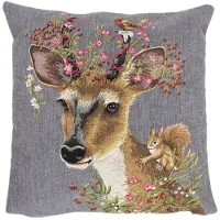 Mars & More Gobelin kussen bloemen ree 45x45cm