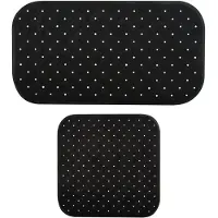 MSV Douche/bad anti-slip matten set badkamer - rubber - 2x stuks - zwart - 2 formaten - Badmatjes