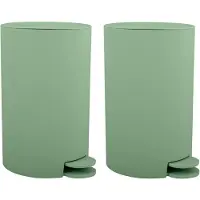 Spirella MSV kleine pedaalemmer - 2x - kunststof - groen - 3L - 15 x 27 cm - Badkamer/toilet - Pedaalemmers