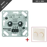 Peha duo dimmer - LED - 2 x 6 tot 50W - Fase aansnijding - Met afdekplaat voor Berker S1 - Wit
