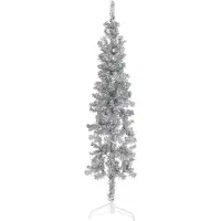 vidaXL Kunstkerstboom half met standaard smal 150 cm zilverkleurig
