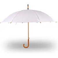 Discountershop Paraplu wit - Handmatig Windproof Paraplu voor Volwassenen | 98 cm Diameter Met Houten Stok en Handvat | Witte