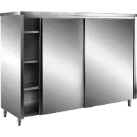Saro RVS Opbergkasten Met Schuifdeuren Aisi 430, Plat Dak, 1000x600, 700-8070