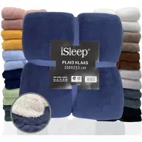 ISleep Plaid Klaas - Heerlijk Zacht - Fleece Deken - Extra Lang - 150x210 cm - Donker Blauw