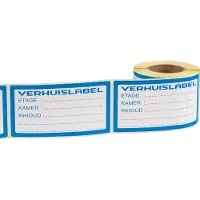 Kortpack - Verhuislabel op rol 120mm lang x 65 mm breed - 250 Stickers per Rol - Om op te schrijven met pen of stift - (050.0523)