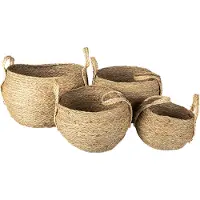 Clayre & Eef Opbergmand set van 4 Ø 30 Ø 18cm stro rond mand