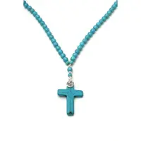 Heaven Eleven - dames ketting - Turquoise natuurstenen met kruis