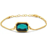 New Bling 9NB-1327 Zilveren Armbandje met Kristal - Armband met Steen - Groen - 10x14mm - Ankerschakel - 16+3cm - Zilver - Verguld/Goud op Zilver