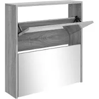 vidaXL Schoenenkast met spiegel 2-laags 63x17x67 cm grijs sonoma