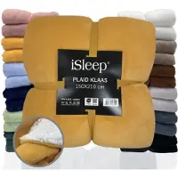 ISleep Plaid Klaas - Heerlijk Zacht - Fleece Deken - Extra Lang - 150x210 cm - Oker