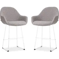 Nolon Nino-mae barkruk bouclé wit onderstel 65 cm set van 2