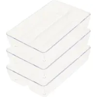 PlasticForte Lade organizer Skuff - 3x - transparant - kunststof - 23 x 15 x 5 cm - modulair - ladeverdeler