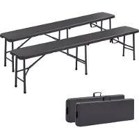 Arebos Tuinbank - Set van 2 stuks - Picknickbank - Inklapbaar - Tuinbanken - 183 x 28 x 43 cm - Antraciet