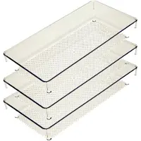 PlasticForte Lade organizer Skuff - 3x - transparant - kunststof - 30 x 15 x 5 cm - modulair - ladeverdeler