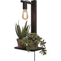 Good&Mojo Wandlamp Flores, zwart, Woon-/ Eetkamer, Bamboe, Wandlamp hout