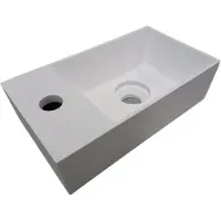 Bewonen Njoy Fontein 35,5x20cm Solid Surface Kraangat Links Mat Wit - Rechthoekig - Wastafels, Fonteinen, Vrijhangende Fonteinen