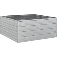 vidaXL Plantenbak verhoogd 100x100x45 cm gegalvaniseerd staal zilver