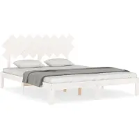 vidaXL Bedframe met hoofdbord massief hout wit 160x200 cm