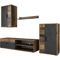 Meubella Wandmeubel donker Old wood Grijs Set van 3 TV-Meubel