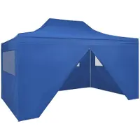 vidaXL Opklapbare partytent met 4 zijpanelen, 3x4,5 meter, blauw