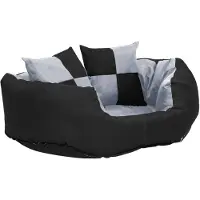 vidaXL Omkeerbaar en wasbaar hondenbed, grijs en zwart, 65x50x20 cm