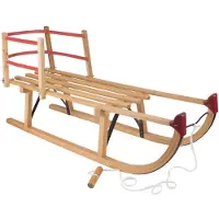 Merkloos Davos houten slee met rugleuning en koord - 100 cm
