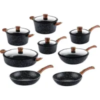 WESTINGHOUSE Pannenset Marble Wood - 8 pannen - Complete pannenset - Inductie en alle andere warmtebronnen