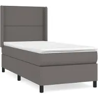 vidaXL Boxspring met matras kunstleer grijs 100x200 cm