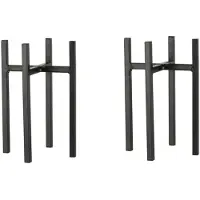 Mica Decorations 2x Zwarte ijzeren plantenkrukjes/planten standaard Ascot 14 x 14 x 25 cm woonaccessoires/woondecoraties - Plantenstandaa