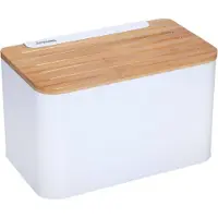 King Hoff 1072 - broodtrommel - wit - rvs met hout - 35x20,4x21,5 cm