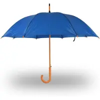 Merkloos Stijlvolle Diepblauwe Paraplu met Houten Handvat Winddicht en Handmatig 98 cm Diameter Opvouwbare Houten Paraplu