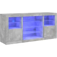 vidaXL Dressoir met LED-verlichting 142,5x37x67 cm betongrijs