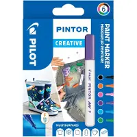 Pilot Pintor Fun markeerstift 6 stuk(s) Zwart, Lichtblauw, Limoen, Oranje, Roze, Violet Kogelpunt