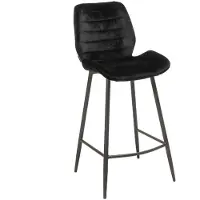 Livin24 Velvet barkruk Toby zwart 71 cm