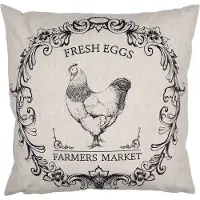 Clayre & Eef Kussenhoes 45x45 cm Beige Zwart Polyester Haan FARMERS MARKET Sierkussenhoes Beige Sierkussenhoes