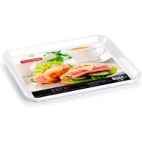Forte Plastics Plasticforte dienblad/serveerblad - Kunststof - 27 x 21 cm - wit - kopjes en glazen tray - Dienbladen