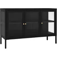 vidaXL Dressoir 105x35x70 cm staal en glas zwart