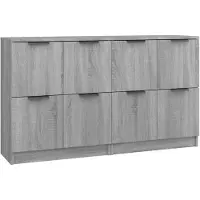 vidaXL Dressoirs 2 st 60x30x70 cm bewerkt hout grijs sonoma eiken