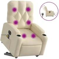 vidaXL Sta-op-massagestoel elektrisch verstelbaar stof crèmekleurig