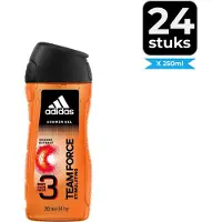 Adidas Team Force Douchegel 250 ml - Voordeelverpakking 24 stuks