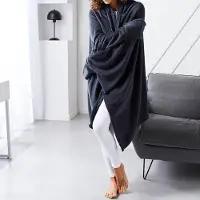 TODAY Hooded Uni Essential Plaid - Anthraciegrijs - 165x115 cm