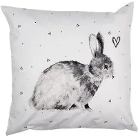 Clayre & Eef Kussenhoes 45x45 cm Wit Polyester Konijn Sierkussenhoes Wit Sierkussenhoes