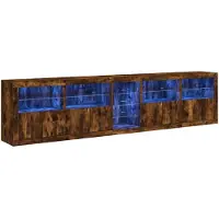 vidaXL Dressoir met LED-verlichting 283,5x37x67 cm gerookt eikenkleur