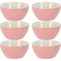 Excellent houseware Soepkommen/schaaltjes - 6x - Acapulco - porselein - D14 x H6.5 cm - lichtroze